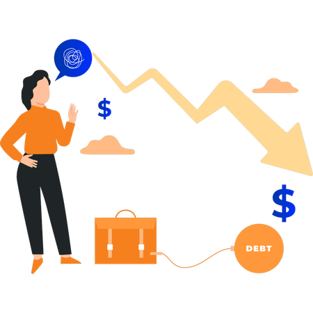 Employee faces debts  Illustration