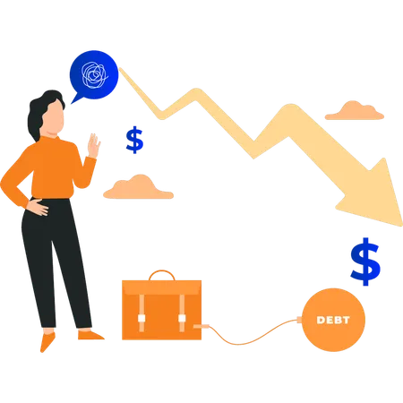 Employee faces debts  Illustration