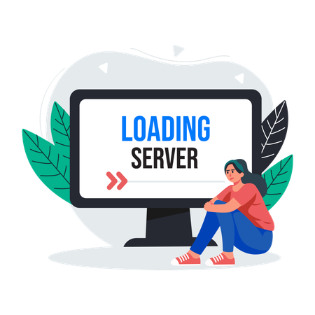 Employee faces Loading Server error  Illustration