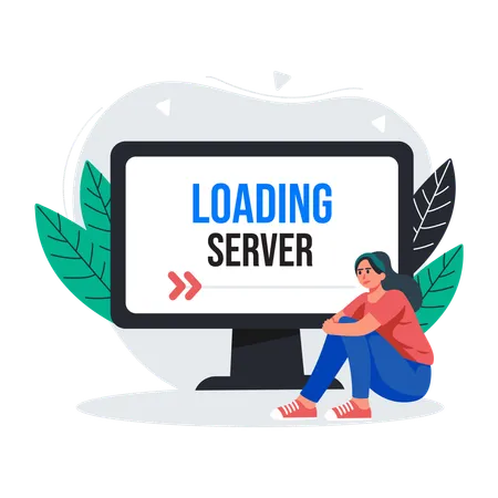 Employee faces Loading Server error  Illustration