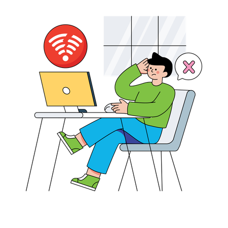 Employee faces network error  Illustration