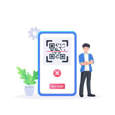 Employee Faces QR Code Error  Illustration