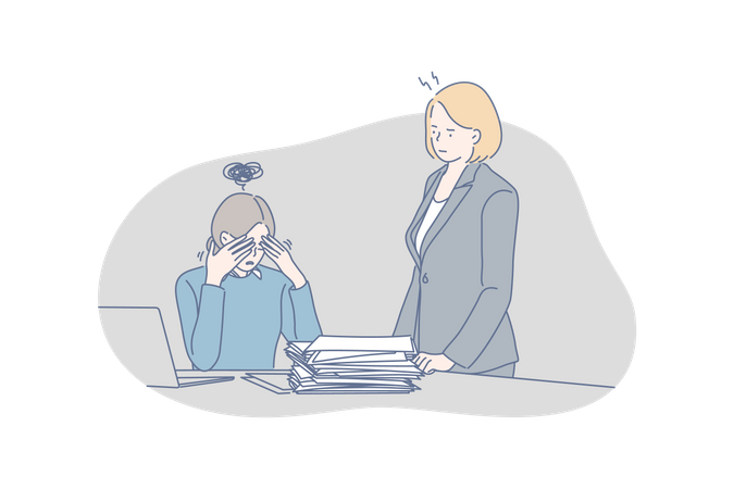 Employee feeling stressed due to overwork  Illustration