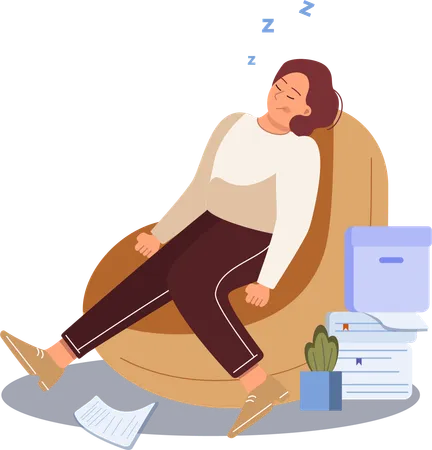 Employee feels sleepy after office workload  Illustration
