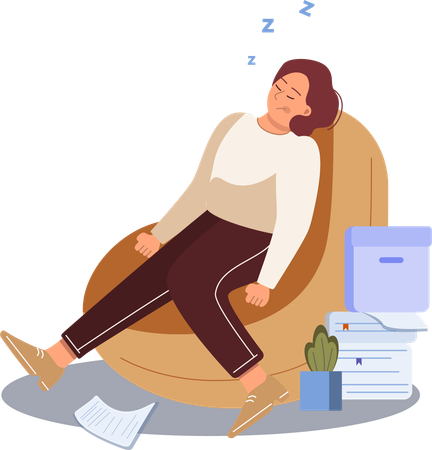 Employee feels sleepy after office workload  Illustration