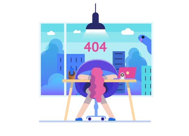 Une employée confrontée à une erreur 404  Illustration