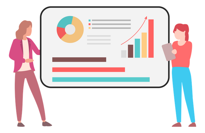 Employée travaillant sur l'analyse commerciale  Illustration