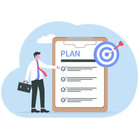 Employee figures out business targets  Illustration