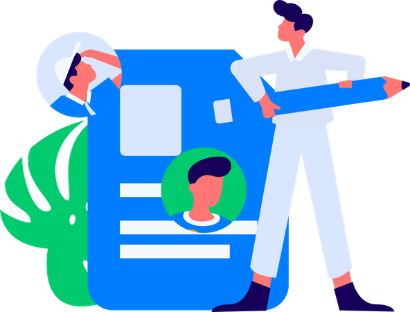 Employee filling up biodata  Illustration