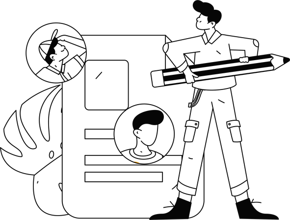 Employee filling up biodata  Illustration