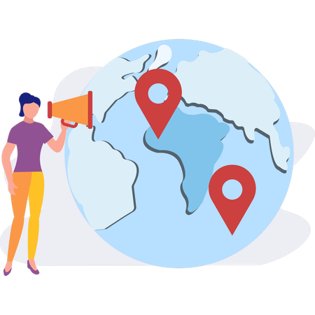 Employee  finding  location in world  Illustration