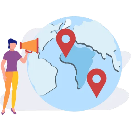 Employee  finding  location in world  Illustration