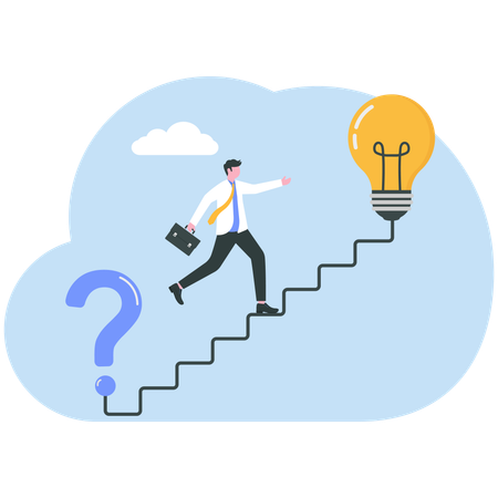 Employee finding solutions to questions  Illustration