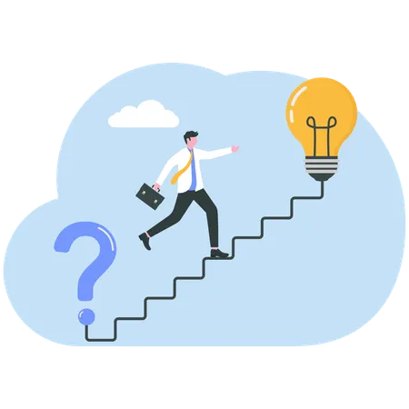 Employee finding solutions to questions  Illustration