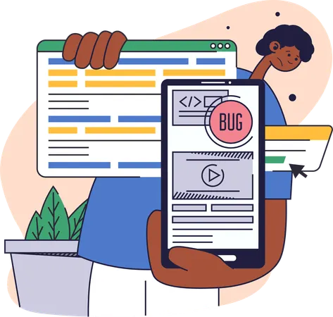 Employee finds bug from application  Illustration