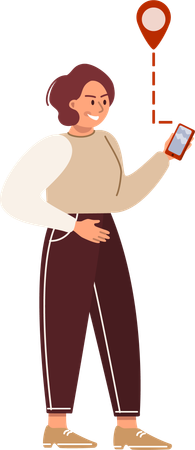 Employee finds navigation through mobile  Illustration