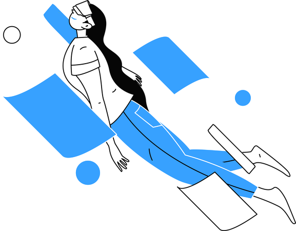 Employee flying in air  Illustration