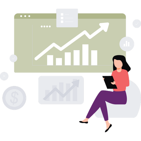 Employee focus on financial graphs  Illustration