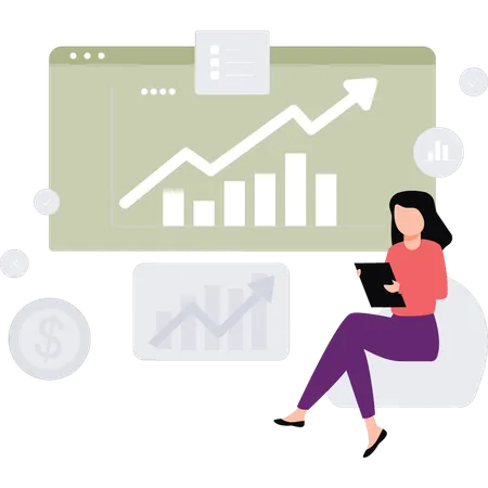 Employee focus on financial graphs  Illustration