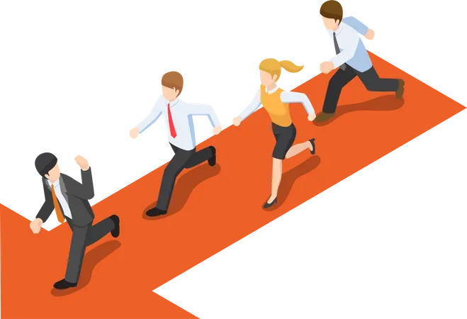 Employee following business leader  Illustration