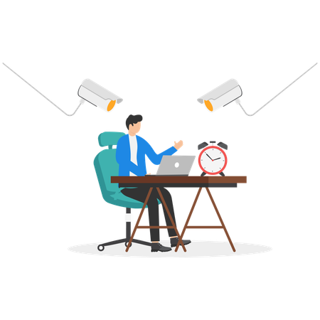 Employee gets monitored in office  Illustration