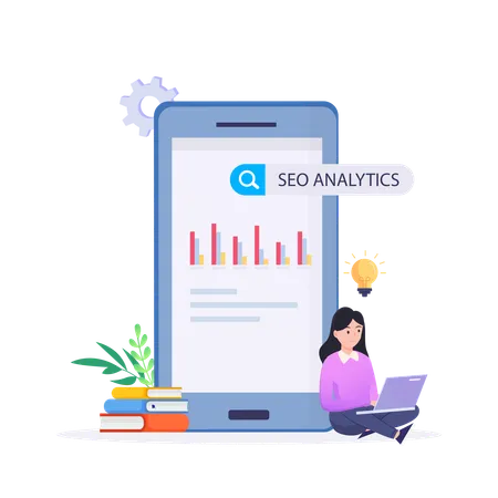 SEO Optimization Web Analytics And Seo Marketing Social Media Concept Illustration