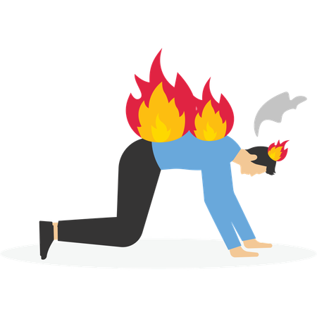 Employee getting burnout due to task overload  Illustration