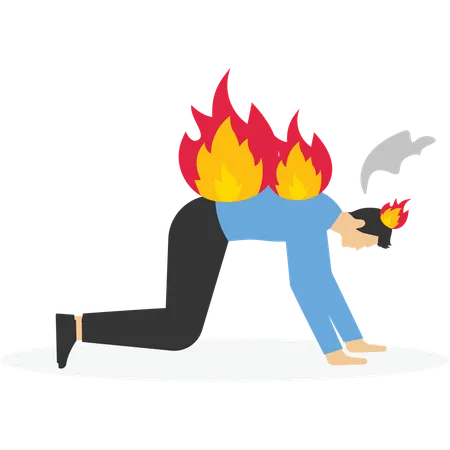 Employee getting burnout due to task overload  Illustration