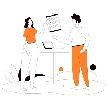 Employee getting Customer requirements Illustration