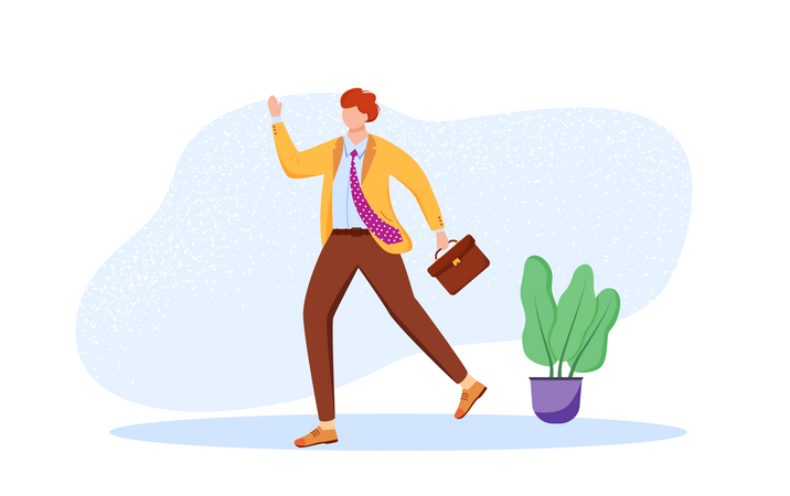 Employee getting late for office  Illustration