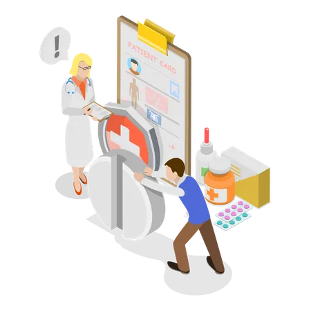 Employee getting medical benefits  Illustration