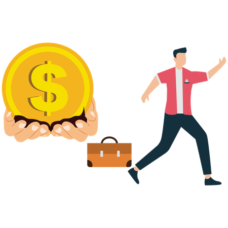Employee getting performance based incentive bonus  Illustration