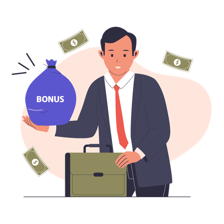 Employee getting performance bonus  Illustration