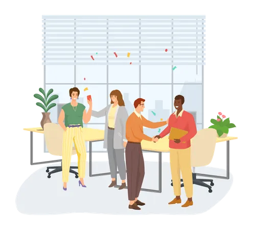 Employee getting promotion at work Illustration