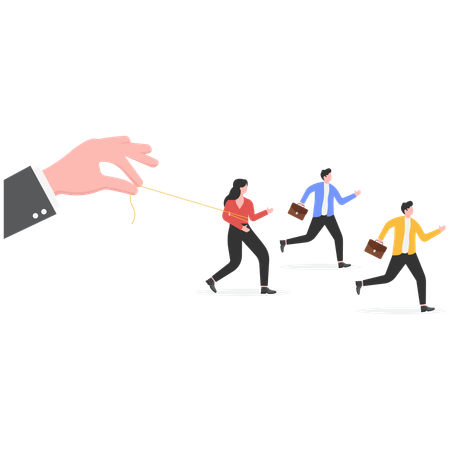 Employee getting restrained by businessman  Illustration