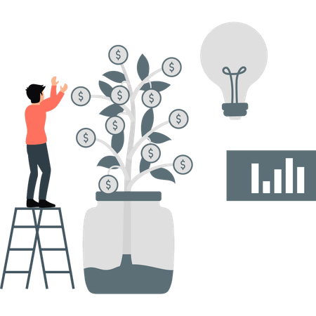 Employee getting returns form investments  Illustration