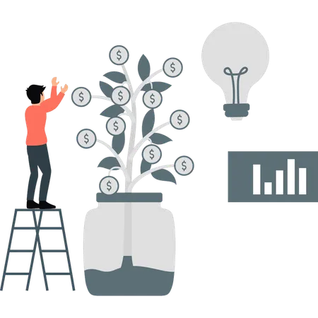 Employee getting returns form investments  Illustration