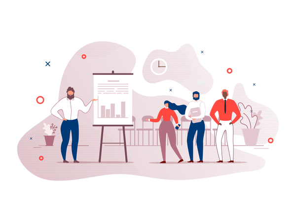 Employee giving presentation in office  Illustration