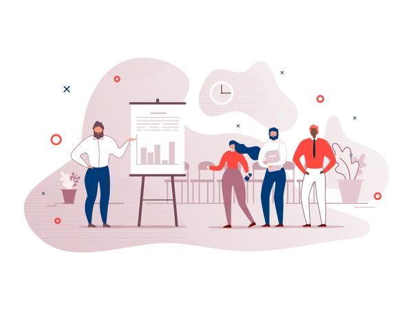 Employee giving presentation in office  Illustration