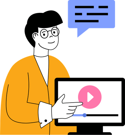 Employee giving video presentation in conference  Illustration