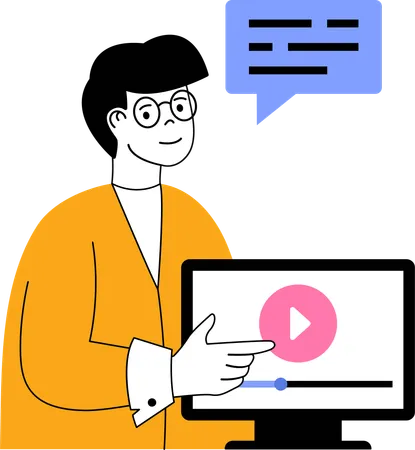 Employee giving video presentation in conference  Illustration