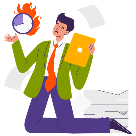 Employee have Deadline Work  Illustration