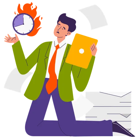 Employee have Deadline Work  Illustration