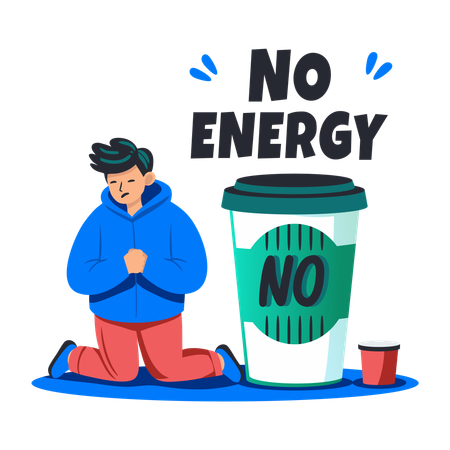 Employee have No Energy to work  Illustration