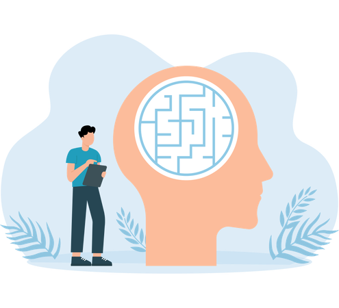 Employee have Puzzle in Mind  Illustration