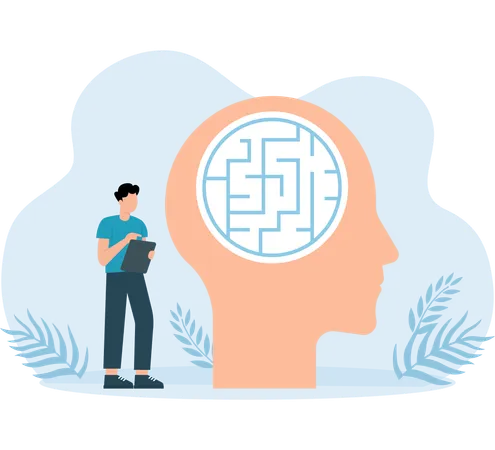 Employee have Puzzle in Mind  Illustration