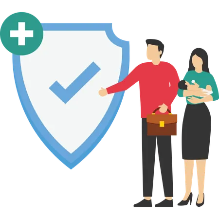 Health Insurance Shield Protection For Family Flat Vector Illustration Health And Life Insurance Concept For Banner Website Design Or Landing Web Page Illustration