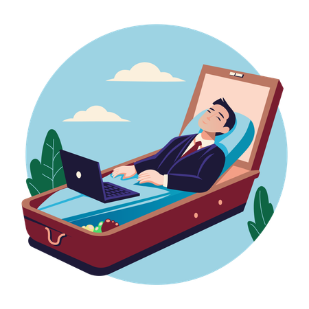 Employee having overwork death  Illustration