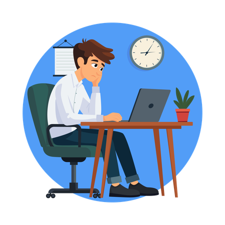 Employee Having Overwork Death  Illustration