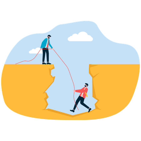 Employee helping other one to overcome trouble  Illustration